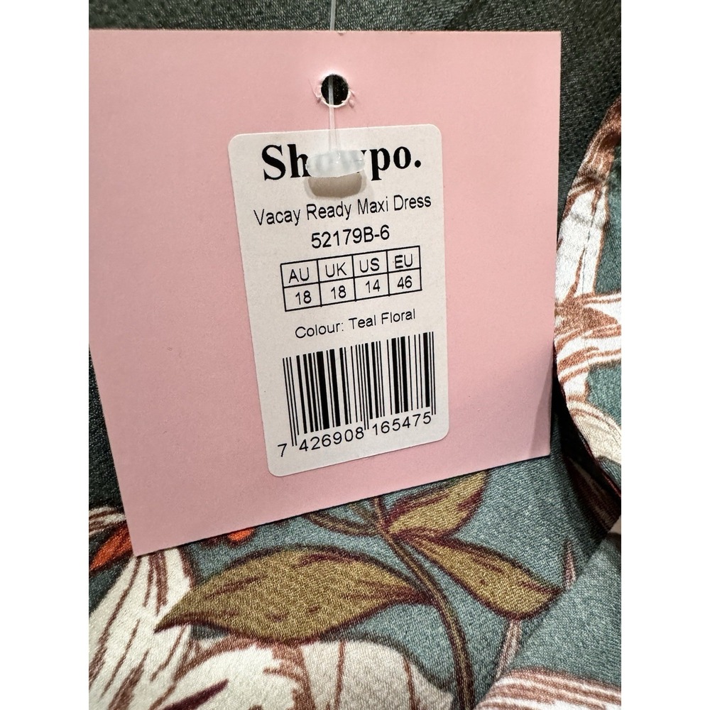 Showpo Vacay Ready Maxi Dress Size 14 Floral Plunge Neckline Thigh High Slit - Picture 14 of 15